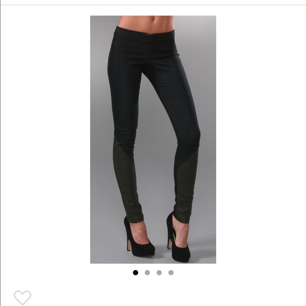 Alice + Olivia Front Zip Denim & Leather Leggings 2